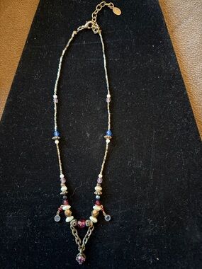 Robert Rose gold-tone beaded necklace with blue, pink and red accents